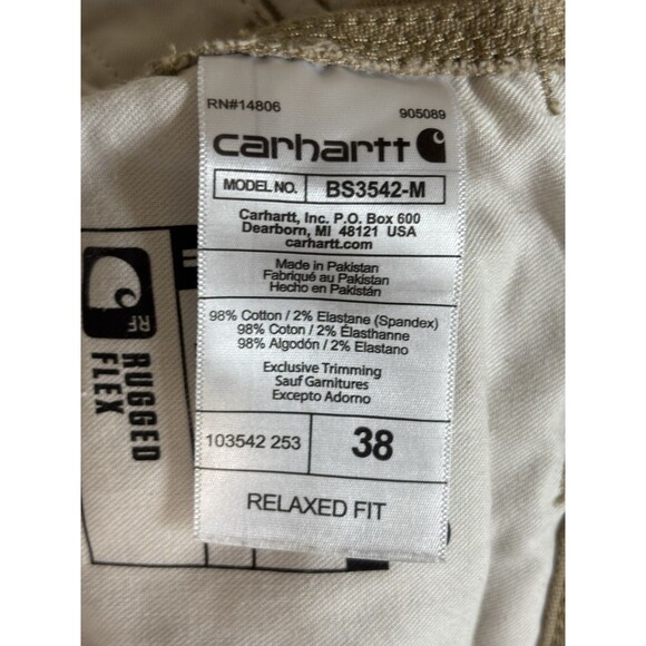 Carhartt Cargo Shorts Mens 38 Khaki Relaxed Fit Canvas Rugged Flex BS3542-M 11" - Picture 8 of 9